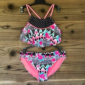 Wonder Nation Girls 2pc Bikini UPF 50+ Swim Set Size XXL (18) NWT
